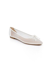 Badgley Mischka Women's Cam Sheer Mesh Evening Ballet Flats - White Leather