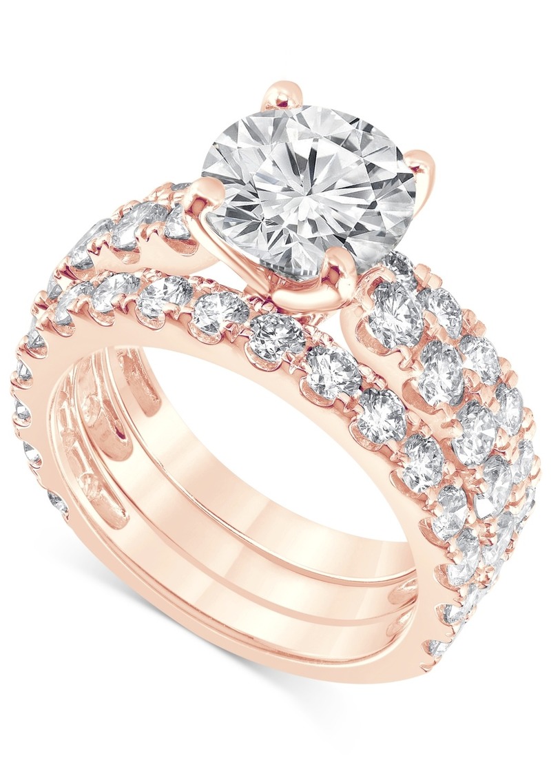 Badgley Mischka Certified Lab Grown Diamond 3 Pc. Bridal Set (5 ct. t.w.) in 14k Gold - Rose Gold