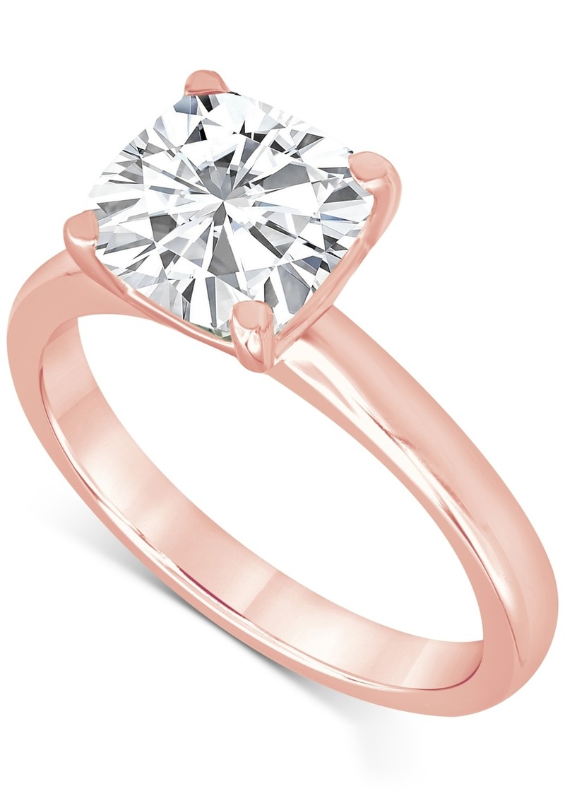 Badgley Mischka Certified Lab Grown Diamond Cushion-Cut Solitaire Engagement Ring (4 ct. t.w.) in 14k Gold - Rose Gold