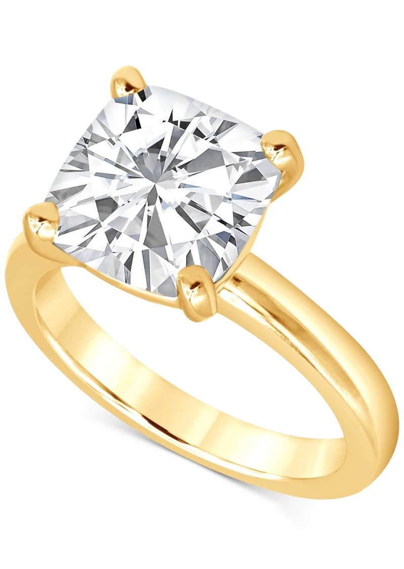 Badgley Mischka Certified Lab Grown Diamond Cushion-Cut Solitaire Engagement Ring (5 ct. t.w.) in 14k Gold - Yellow Gold