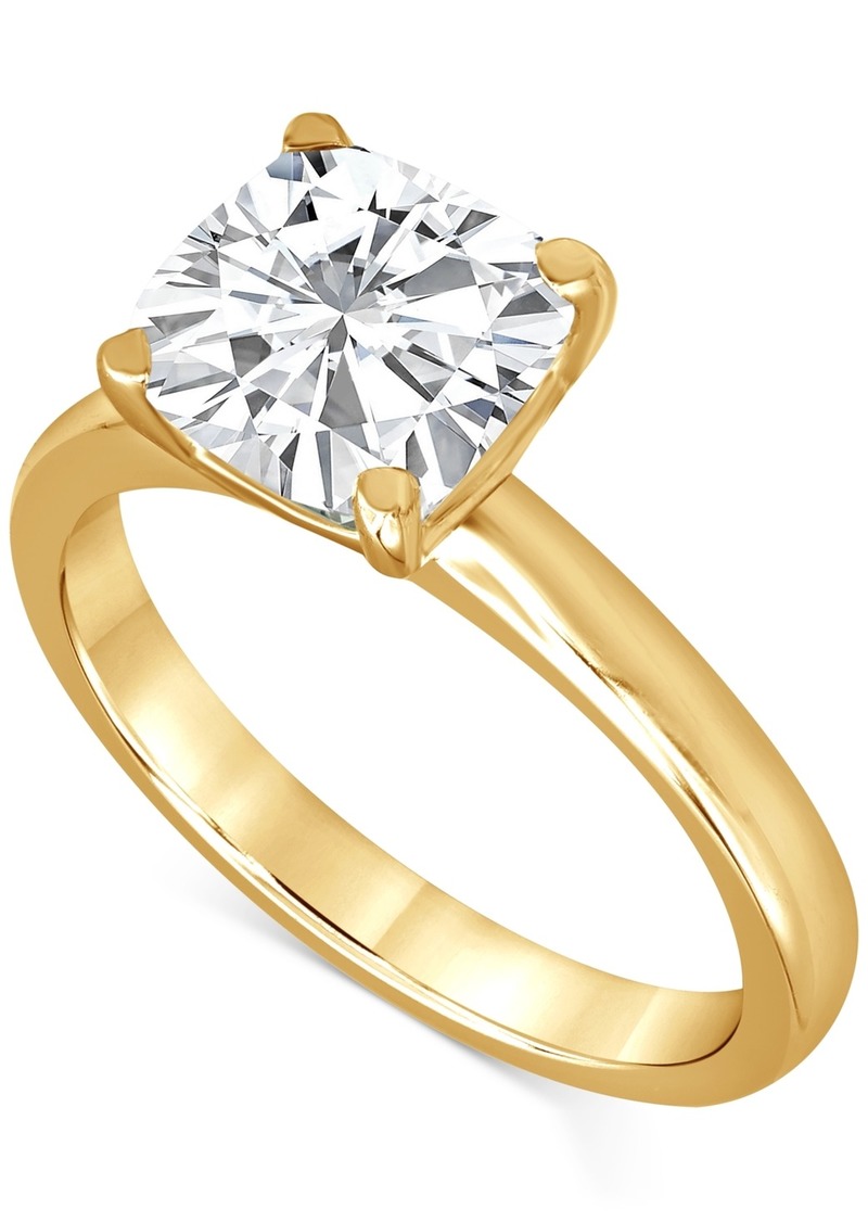 Badgley Mischka Certified Lab Grown Diamond Cushion-Cut Solitaire Engagement Ring (5 ct. t.w.) in 14k Gold - Yellow Gold