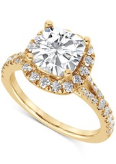 Badgley Mischka Certified Lab Grown Diamond Cushion Halo Engagement Ring (3 ct. t.w.) in 14k Gold - White Gold