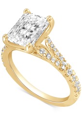 Badgley Mischka Certified Lab Grown Diamond Emerald-Cut Center Split Shank Engagement Ring (3-3/8 ct. t.w.) in 14k Gold - White Gold