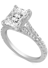 Badgley Mischka Certified Lab Grown Diamond Emerald-Cut Center Split Shank Engagement Ring (3-3/8 ct. t.w.) in 14k Gold - White Gold