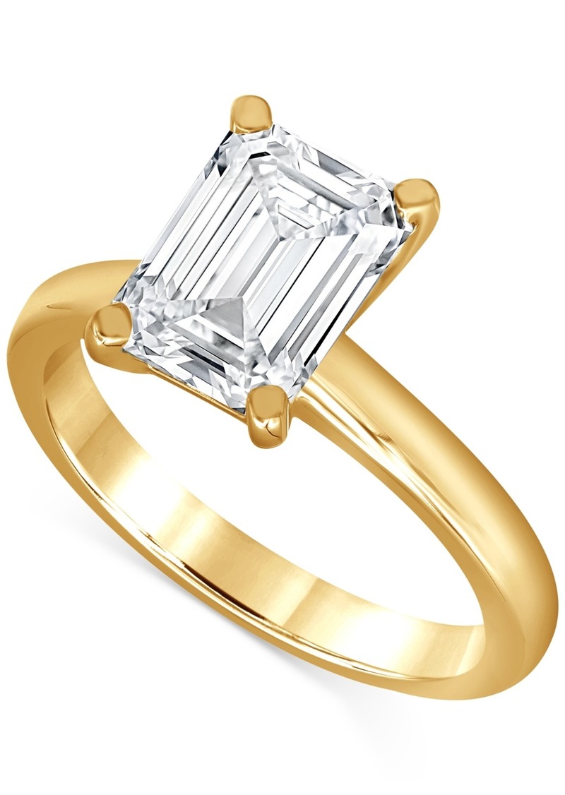 Badgley Mischka Certified Lab Grown Diamond Emerald-Cut Solitaire Engagement Ring (4 ct. t.w.) in 14k Gold - Yellow Gold