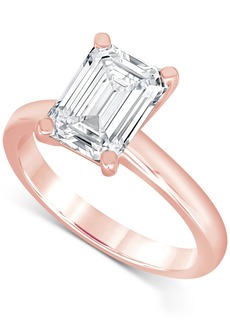 Badgley Mischka Certified Lab Grown Diamond Emerald-Cut Solitaire Engagement Ring (5 ct. t.w.) in 14k Gold - Rose Gold