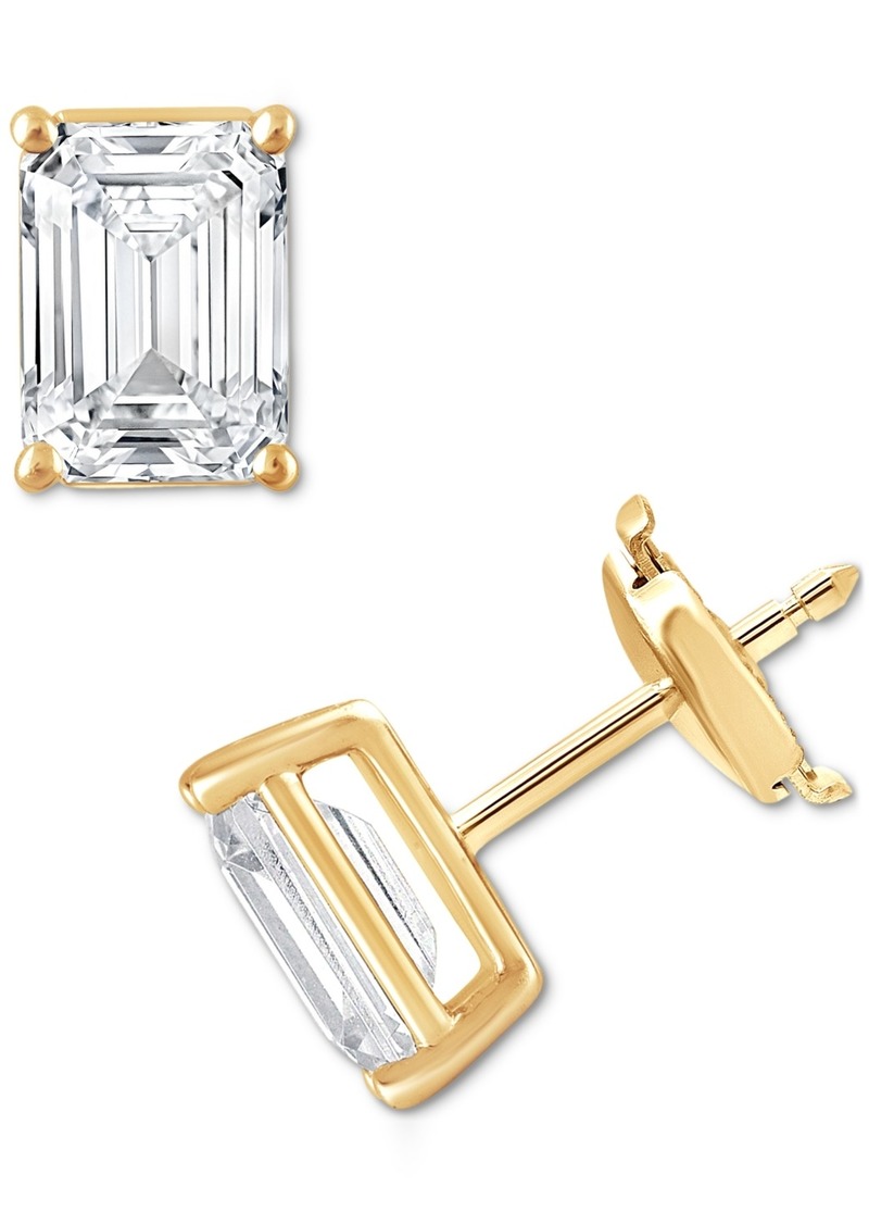 Badgley Mischka Certified Lab Grown Diamond Emerald-Cut Stud Earrings (6 ct. t.w.) in 14k Gold - Yellow Gold