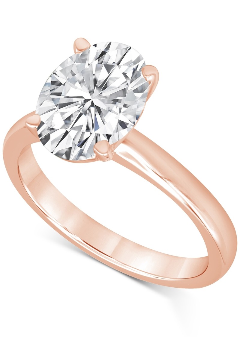 Badgley Mischka Certified Lab Grown Diamond Oval-Cut Solitaire Engagement Ring (3 ct. t.w.) in 14k Gold - Rose Gold