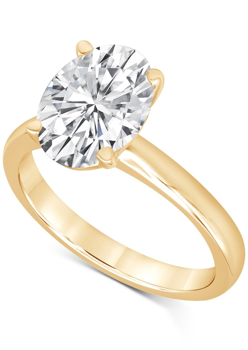 Badgley Mischka Certified Lab Grown Diamond Oval-Cut Solitaire Engagement Ring (3 ct. t.w.) in 14k Gold - Yellow Gold
