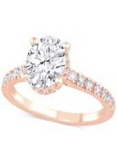 Badgley Mischka Certified Lab Grown Diamond Oval Engagement Ring (2-1/2 ct. t.w.) in 14k Gold - Rose Gold