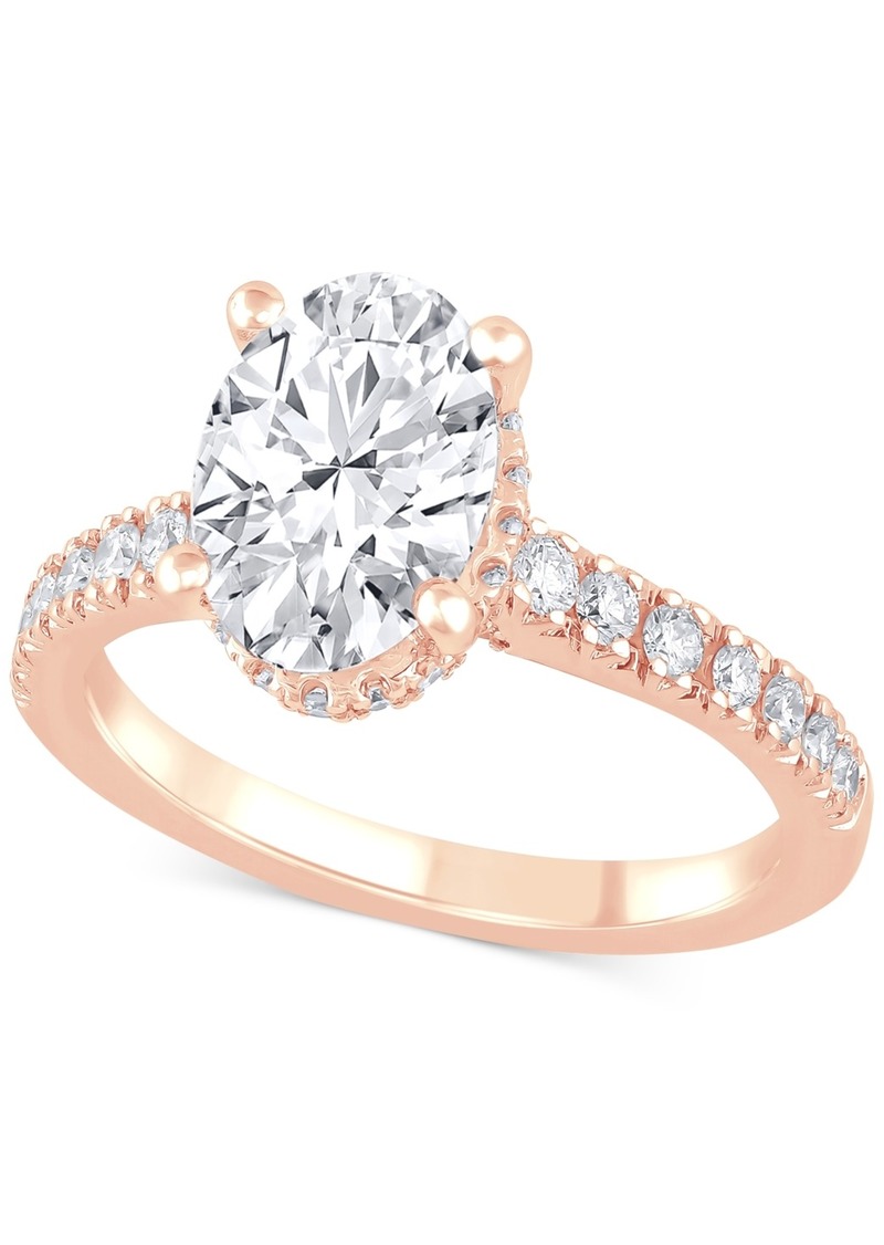 Badgley Mischka Certified Lab Grown Diamond Oval Engagement Ring (2-1/2 ct. t.w.) in 14k Gold - Rose Gold