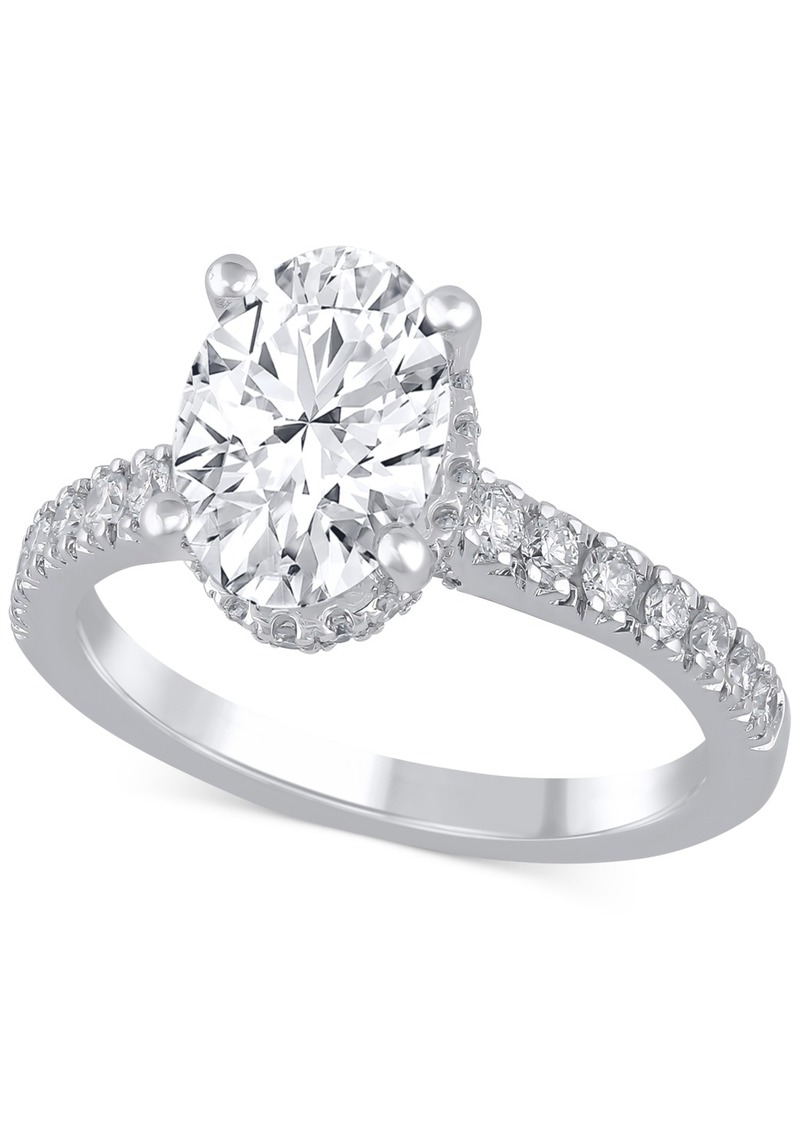 Badgley Mischka Certified Lab Grown Diamond Oval Engagement Ring (2-1/2 ct. t.w.) in 14k Gold - White Gold