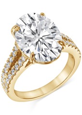 Badgley Mischka Certified Lab Grown Diamond Oval Solitaire Plus Engagement Ring (7-1/2 ct. t.w.) in 14k Gold - Yellow Gold