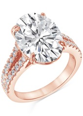 Badgley Mischka Certified Lab Grown Diamond Oval Solitaire Plus Engagement Ring (7-1/2 ct. t.w.) in 14k Gold - Rose Gold