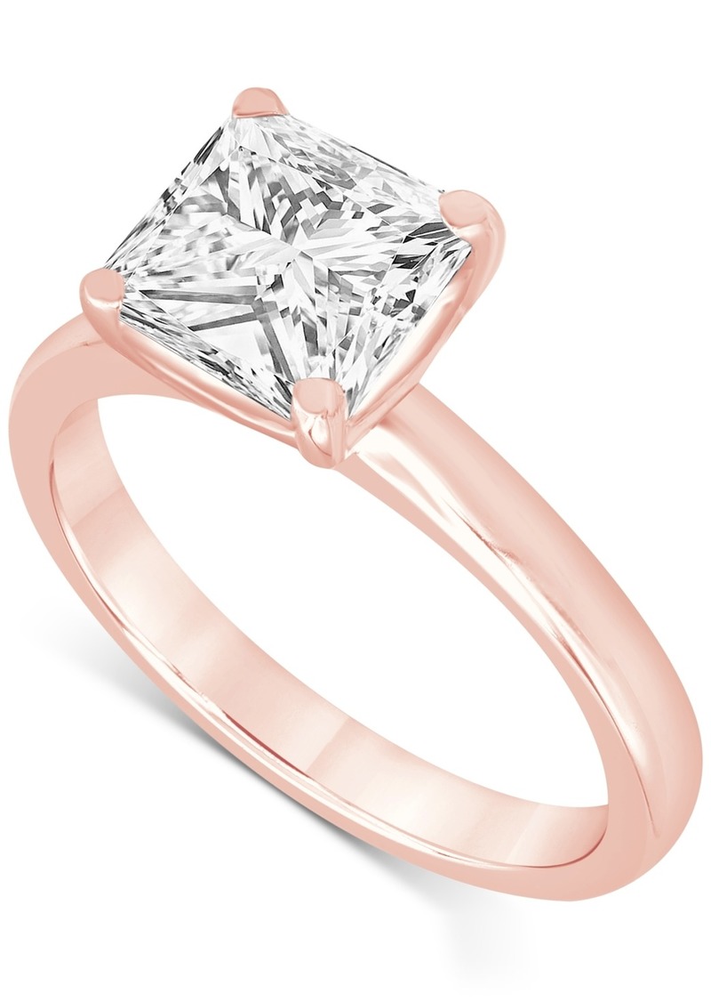 Badgley Mischka Certified Lab Grown Diamond Princess-Cut Solitaire Engagement Ring (5 ct. t.w.) in 14k Gold - Rose Gold