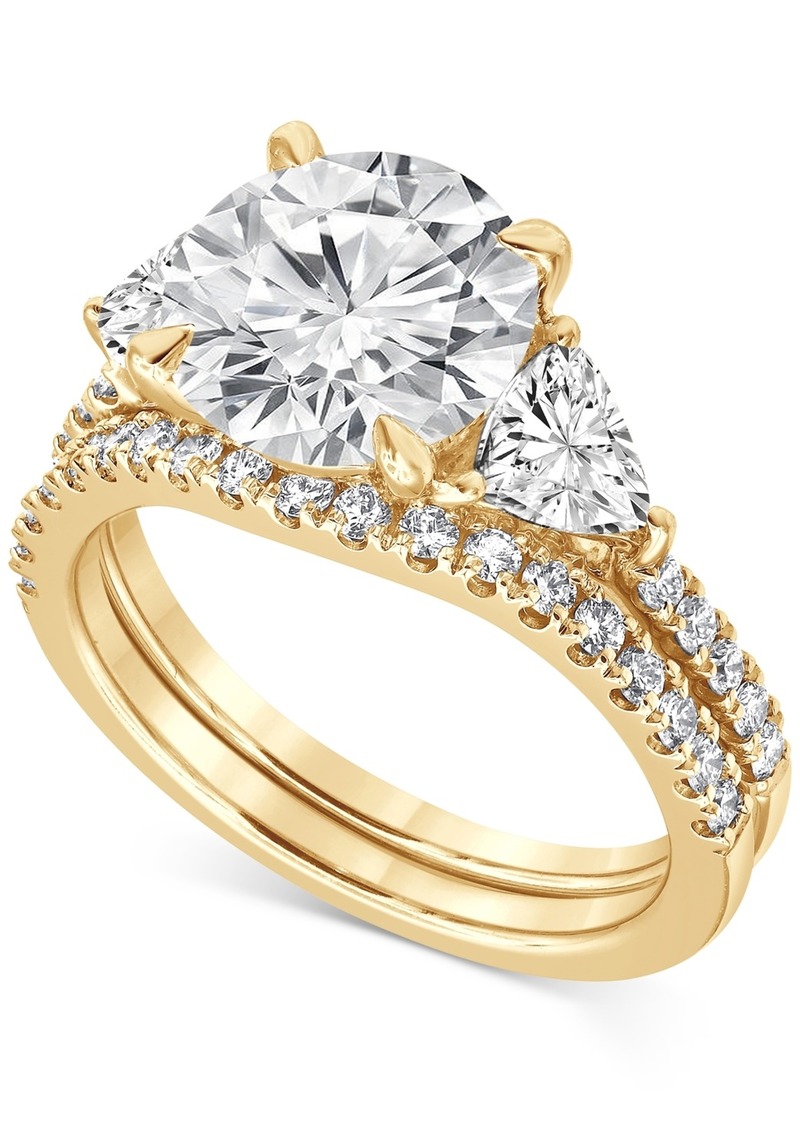 Badgley Mischka Certified Lab Grown Diamond Round Three Stone Bridal Set (4-1/4 ct. t.w.) in 14k Gold - Yellow Gold