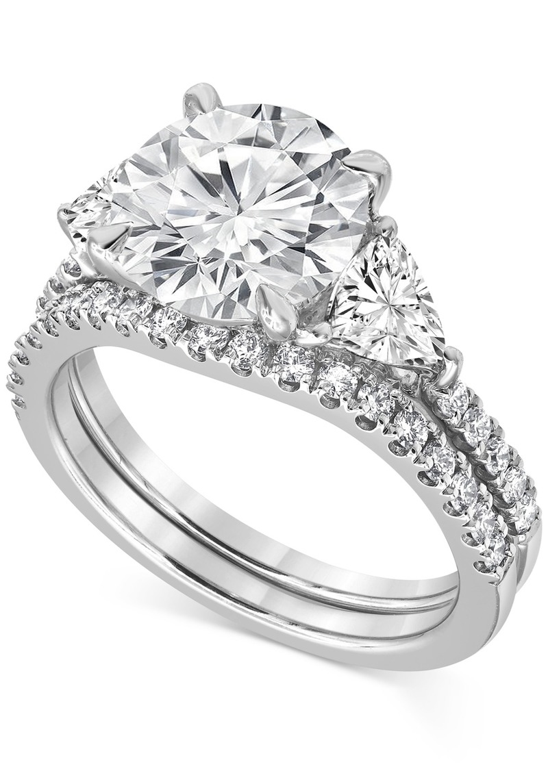 Badgley Mischka Certified Lab Grown Diamond Round Three Stone Bridal Set (4-1/4 ct. t.w.) in 14k Gold - White Gold