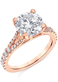 Badgley Mischka Certified Lab Grown Diamond Split Shank Engagement Ring (3-3/8 ct. t.w.) in 14k Gold - Rose Gold