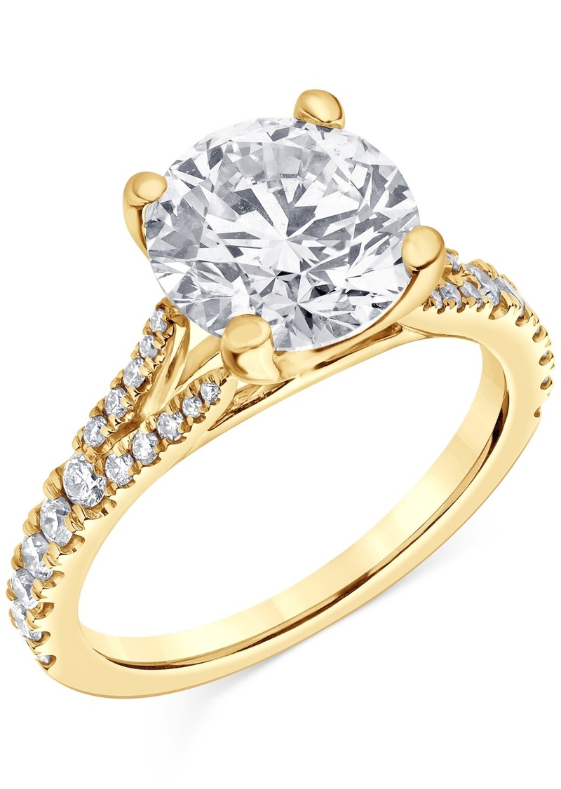 Badgley Mischka Certified Lab Grown Diamond Split Shank Engagement Ring (3-3/8 ct. t.w.) in 14k Gold - Yellow Gold