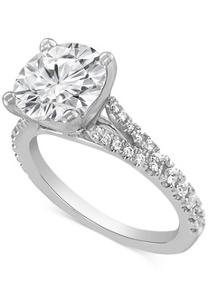 Badgley Mischka Certified Lab Grown Diamond Split Shank Engagement Ring (3-3/8 ct. t.w.) in 14k Gold - White Gold