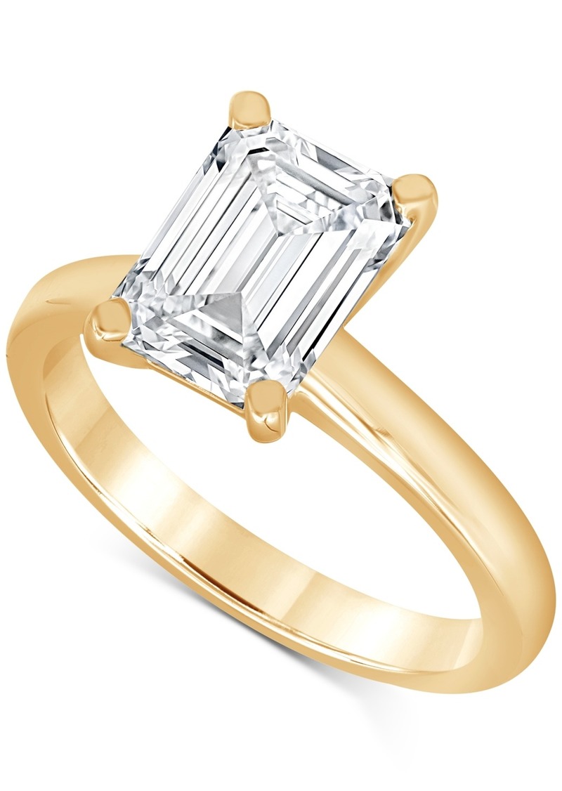 Badgley Mischka Certified Lab Grown Emerald-Cut Solitaire Engagement Ring (3 ct. t.w.) in 14k Gold - Yellow Gold