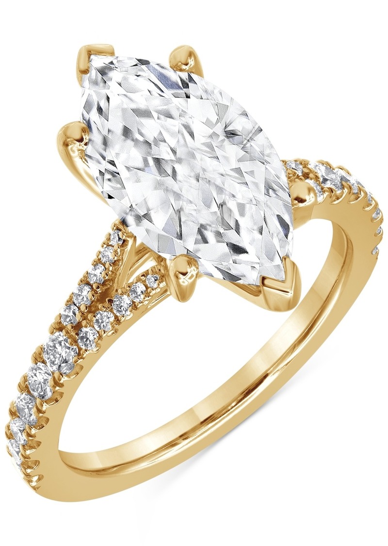 Badgley Mischka Certified Lab Grown Marquise Diamond Split Shank Engagement Ring (3-1/3 ct. t.w.) in 14k Gold - Yellow Gold