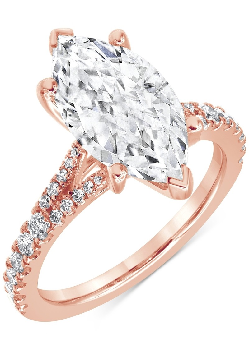 Badgley Mischka Certified Lab Grown Marquise Diamond Split Shank Engagement Ring (3-1/3 ct. t.w.) in 14k Gold - Rose Gold