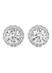 Badgley Mischka Collection 14K Gold Round Cut Lab-Created Diamond Halo Stud Earrings - 2.4ct