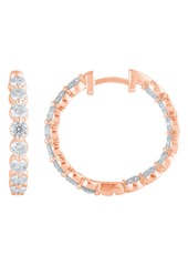 Badgley Mischka Collection 14K Gold Round Cut Lab-Created Diamond Hoop Earrings - 1.0ct in Rose Gold at Nordstrom Rack