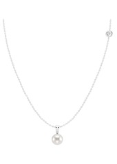 Badgley Mischka Collection 14K White Gold Lab Grown Diamond & 7-8mm Freshwater Pearl Pendant Necklace at Nordstrom Rack