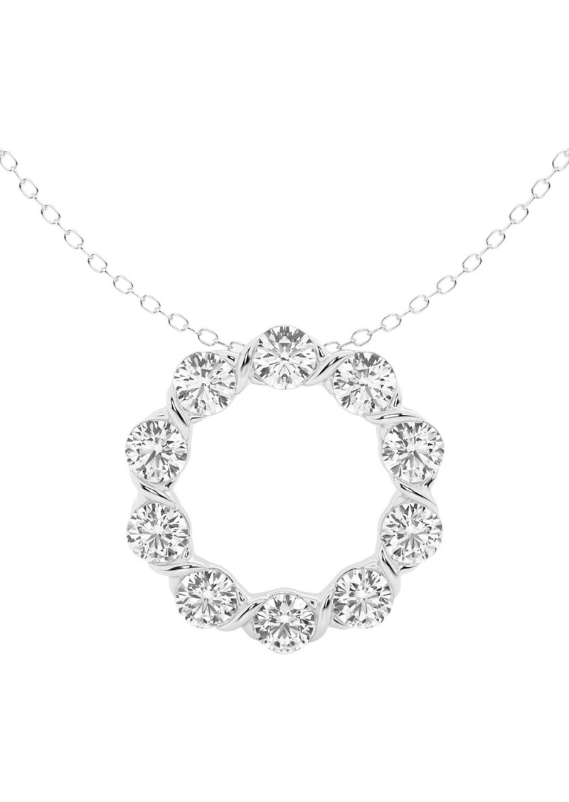 Badgley Mischka Collection 14K White Gold Lab Grown Diamond Circle Pendant Necklace at Nordstrom Rack