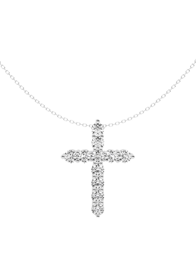 Badgley Mischka Collection 14K White Gold Lab Grown Diamond Cross Pendant Necklace at Nordstrom Rack