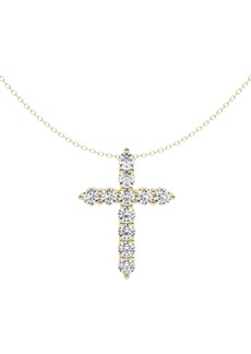 Badgley Mischka Collection 14K Yellow Gold Lab Grown Diamond Cross Pendant Necklace at Nordstrom Rack