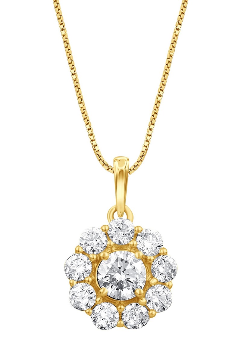 Badgley Mischka Collection Badgley Mischka 14K Gold Lab-Grown Round Diamond Cluster Necklace - 1.00 ctw in Yellow at Nordstrom Rack