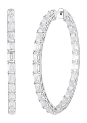 Badgley Mischka Collection Emerald Cut Lab Created Diamond Hoop Earrings - 1.5ctw in White Gold at Nordstrom Rack