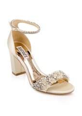 Badgley Mischka Collection Finesse Ankle Strap Sandal in Ivory Satin at Nordstrom