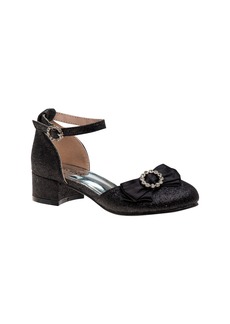 Badgley Mischka Collection Kids' Crystal Bow Pump in Black Glitter at Nordstrom Rack