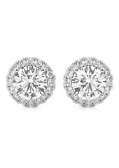 Badgley Mischka Collection 14K Gold Round Cut Lab-Created Diamond Halo Stud Earrings - 2.4ct in White Gold at Nordstrom Rack