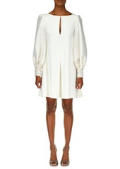 Badgley Mischka Collection Long Sleeve Embroidered Cuff Mikado Shift Dress in Light Ivory at Nordstrom