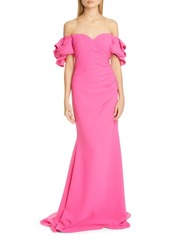 Badgley Mischka Collection Origami Off the Shoulder Gown in Pink at Nordstrom