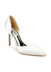 Badgley Mischka Collection Ozara d'Orsay Pointed Toe Pump in Soft White Satin at Nordstrom