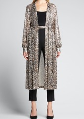 Badgley Mischka Collection Sequined Leopard-Print Duster