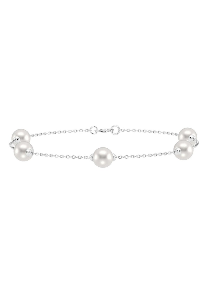 Badgley Mischka Collection White Gold 6-6.5mm Cultured Freshwater Pearl Bracelet at Nordstrom Rack