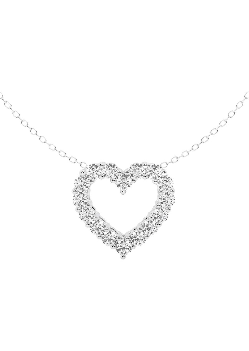 Badgley Mischka Collection White Gold Lab Created Diamond Heart Pendant Necklace - 1.00 ctw at Nordstrom Rack