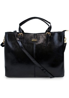 Badgley Mischka Julia Xl Faux Leather Tote Weekender Travel Bag - Black