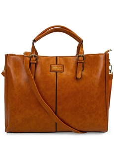 Badgley Mischka Julia Xl Faux Leather Tote Weekender Travel Bag - Tan