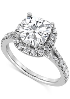 Badgley Mischka Certified Lab Grown Diamond Cushion Halo Engagement Ring (3 ct. t.w.) in 14k Gold - White Gold