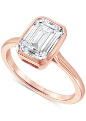 Badgley Mischka Certified Lab Grown Diamond Emerald-Cut Bezel Solitaire Engagement Ring (3 ct. t.w.) in 14k Gold - Rose Gold