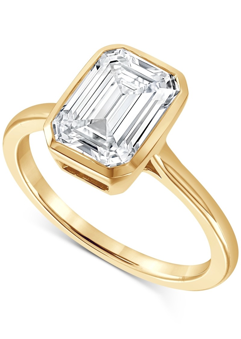 Badgley Mischka Certified Lab Grown Diamond Emerald-Cut Bezel Solitaire Engagement Ring (3 ct. t.w.) in 14k Gold - Yellow Gold