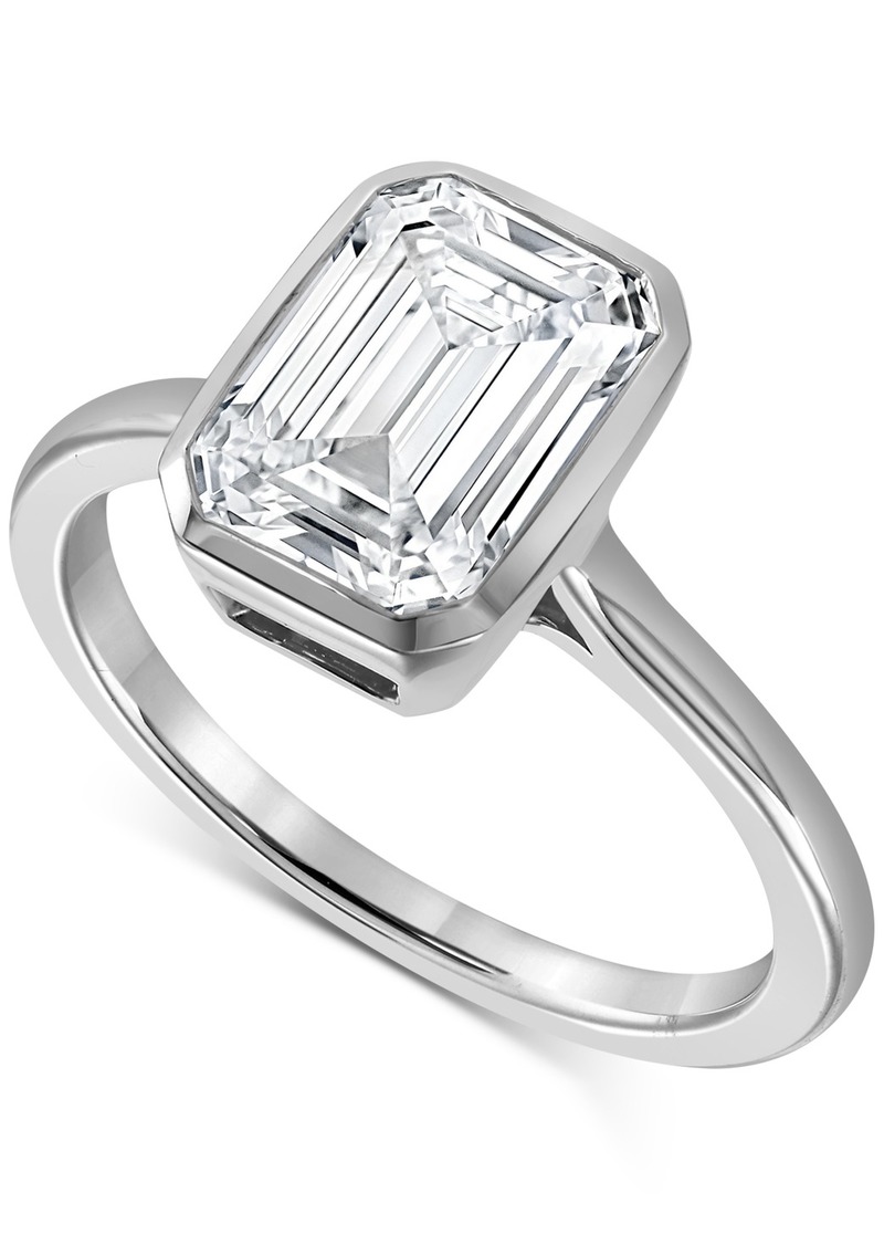 Badgley Mischka Certified Lab Grown Diamond Emerald-Cut Bezel Solitaire Engagement Ring (3 ct. t.w.) in 14k Gold - White Gold